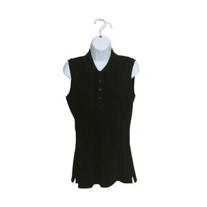 PURE by Alfred Sung Tennis/Sports Top Black Half Buttons Close S  NWT